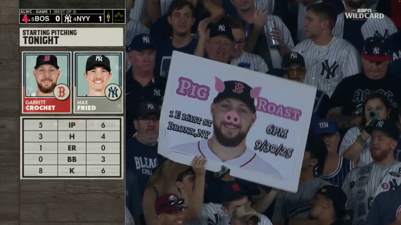 Joshua's doodle/screenshot of 2025 MLB Playoffs: Boston Red Sox at. New York Yankees