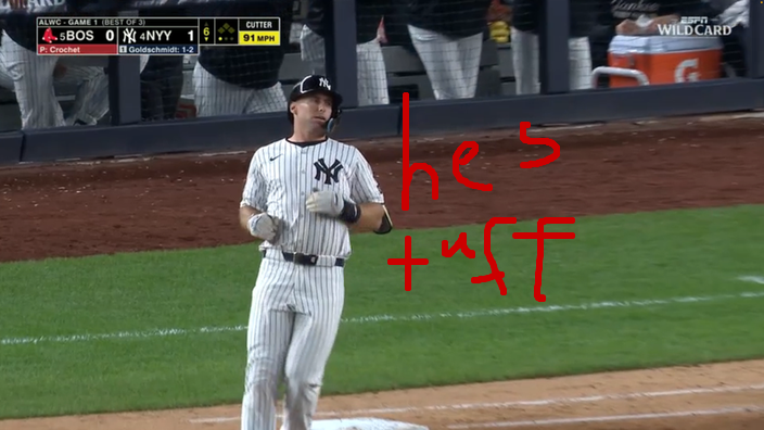 Skye's doodle/screenshot of 2025 MLB Playoffs: Boston Red Sox at. New York Yankees