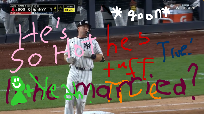 Skye's doodle/screenshot of 2025 MLB Playoffs: Boston Red Sox at. New York Yankees