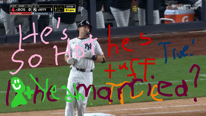 Pizza's doodle/screenshot of 2025 MLB Playoffs: Boston Red Sox at. New York Yankees